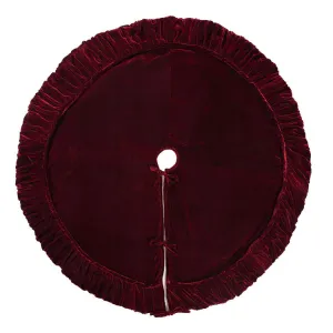 72" Plush Wine Velvet Tree Skirt with 7" Border and Tie Closure