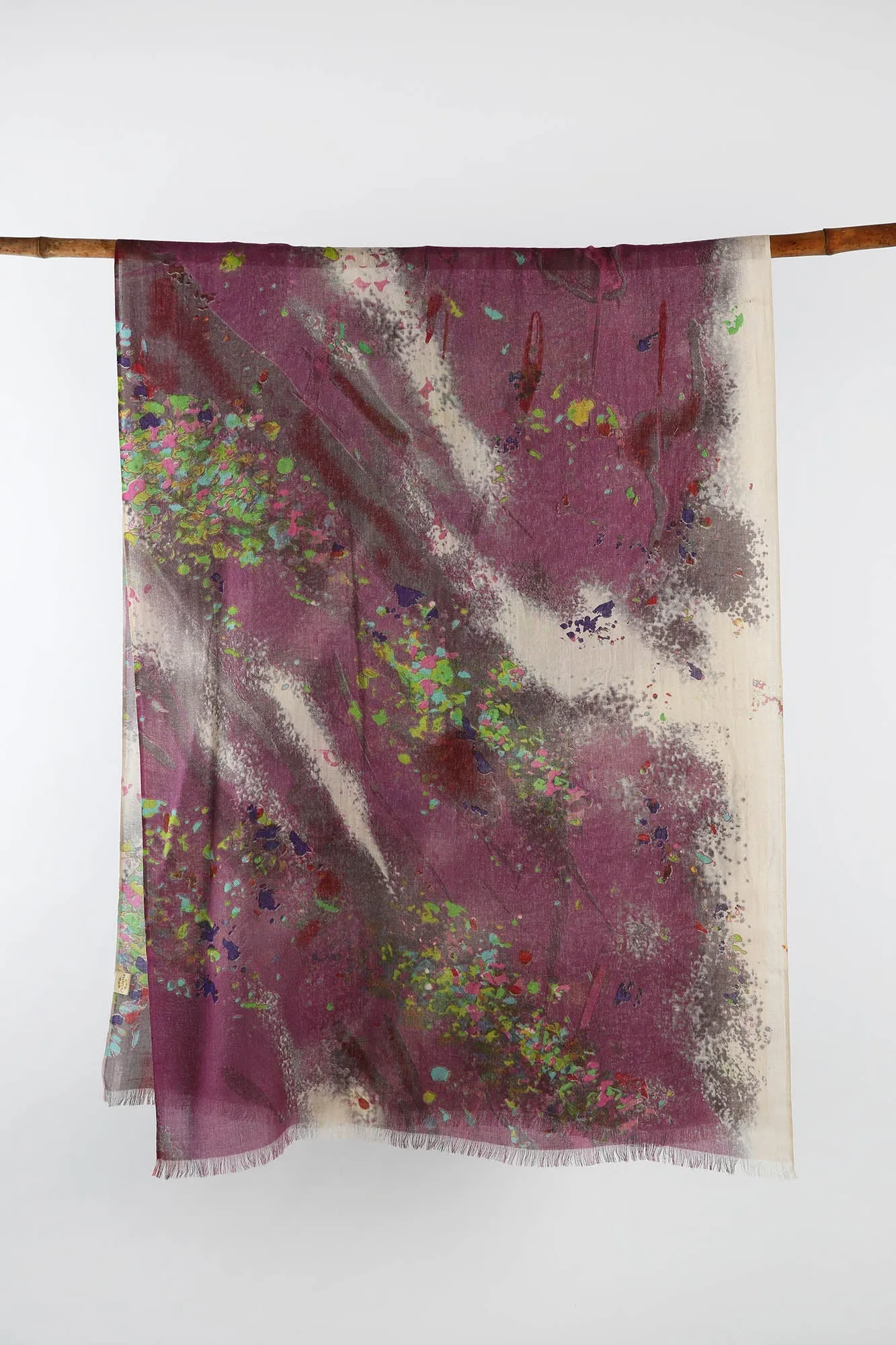 Abstract Printed Silk Cashmere Twill Weave Fabric Linen Scarf