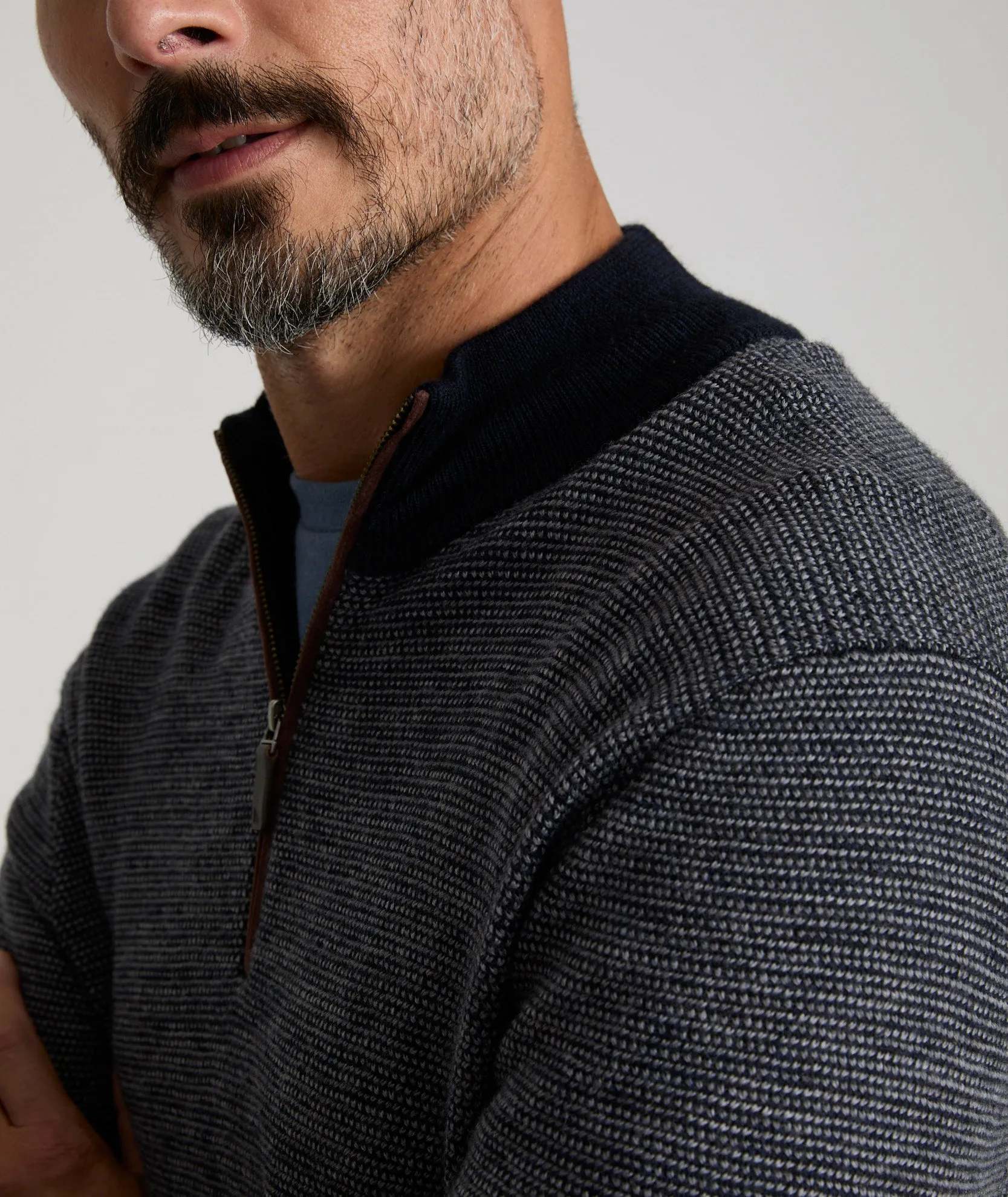 Birdseye Merino Wool Quarter-Zip Sweater