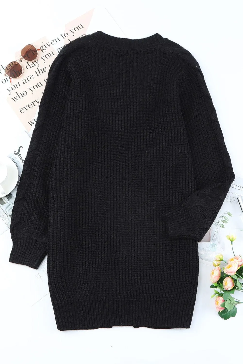 Black Knit Long Cardigan Sweater