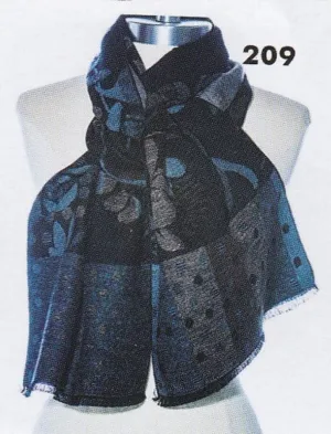 Cashmere Scarf- PSC 209 Blue Grey Print