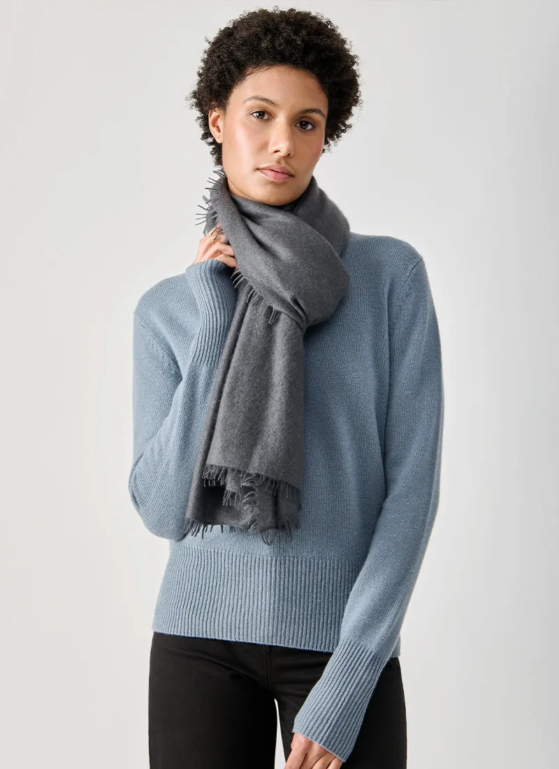 Cashmere Solid Felt Scarf With Fringe