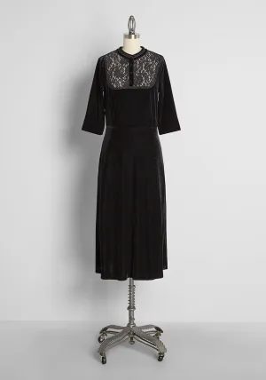 Casting Elegant Shadows Velvet Midi Dress