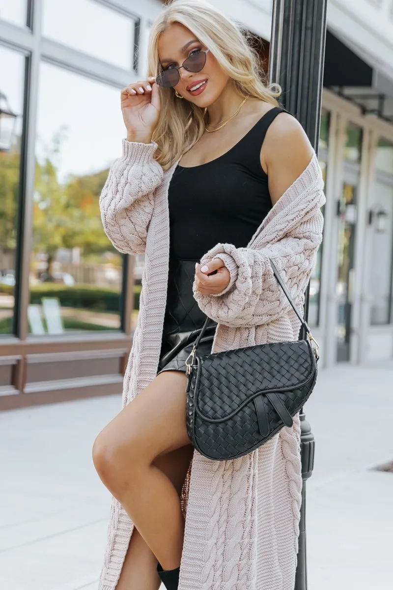 Chunky Cable Knit Duster Cardigan - Light Beige - FINAL SALE