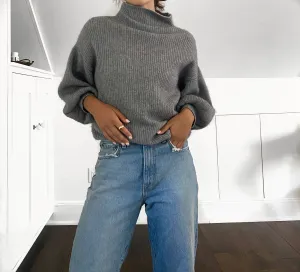 Classic Grey Mock Neck Sweater