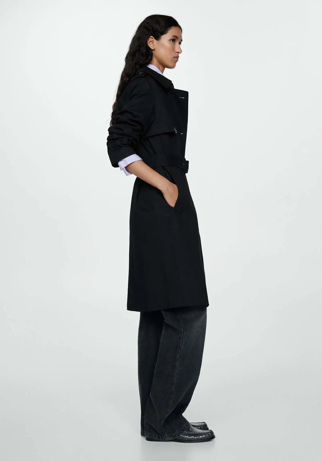 Classic trench coat with belt - Black