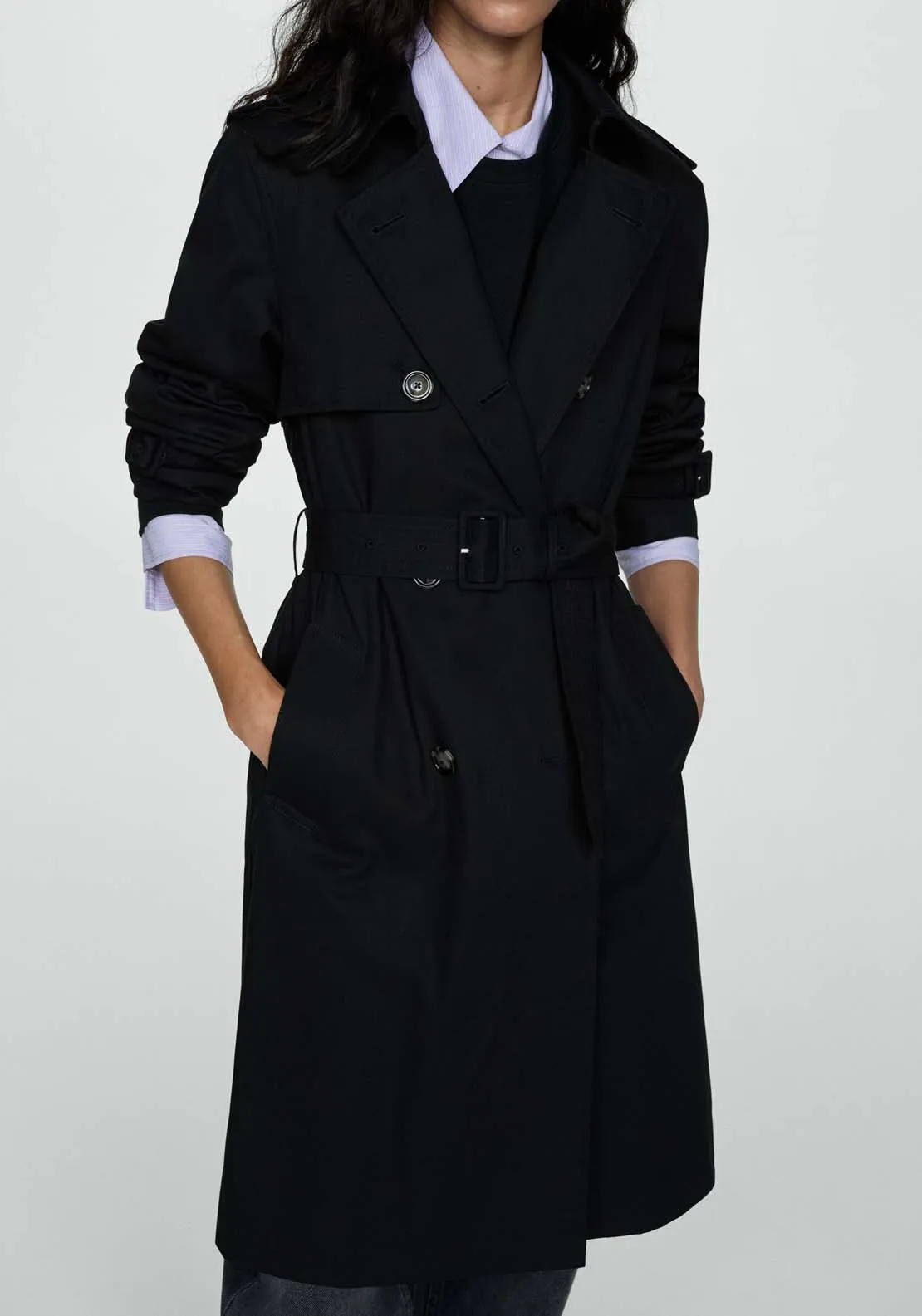 Classic trench coat with belt - Black