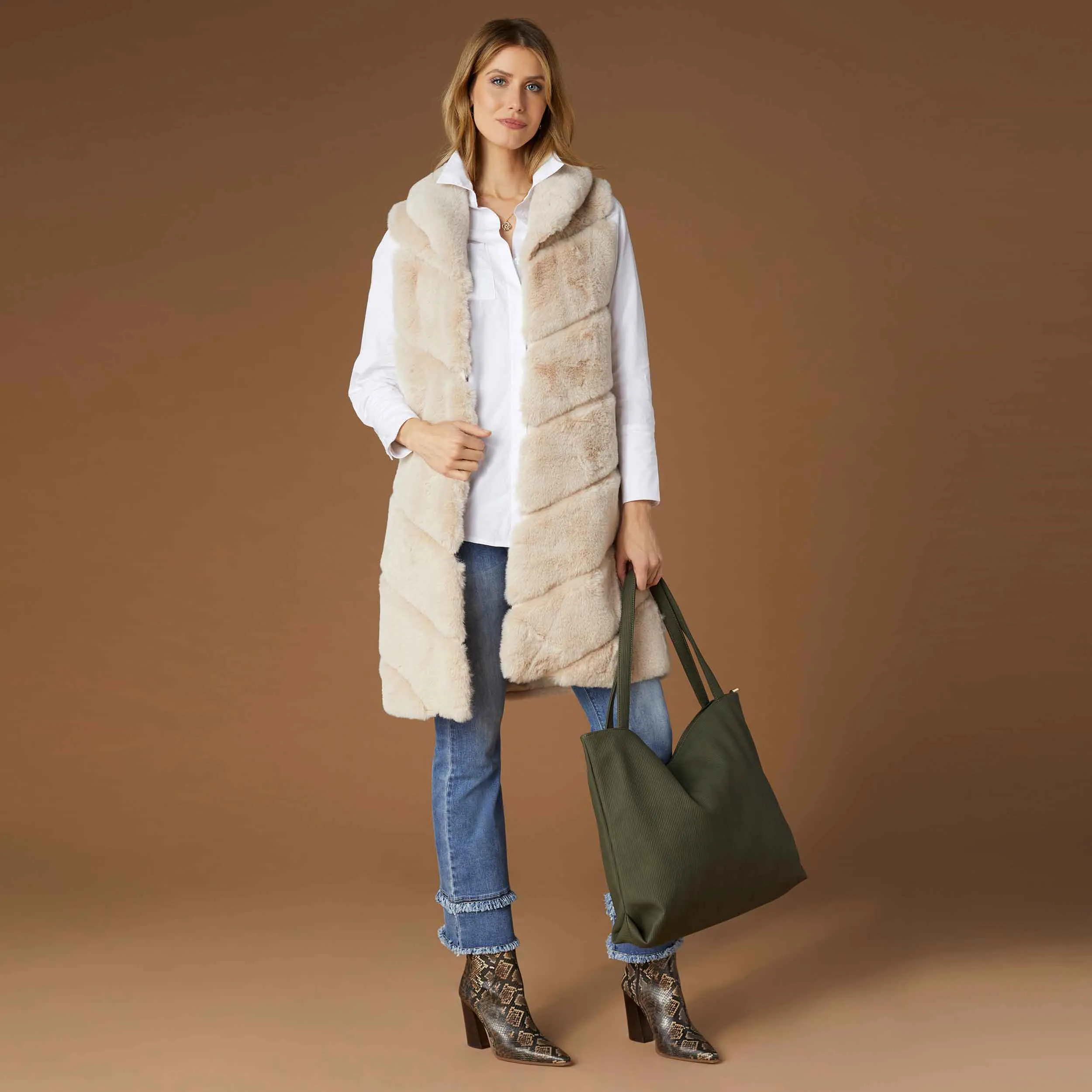 Clementine Faux Fur Vest - Turtledove