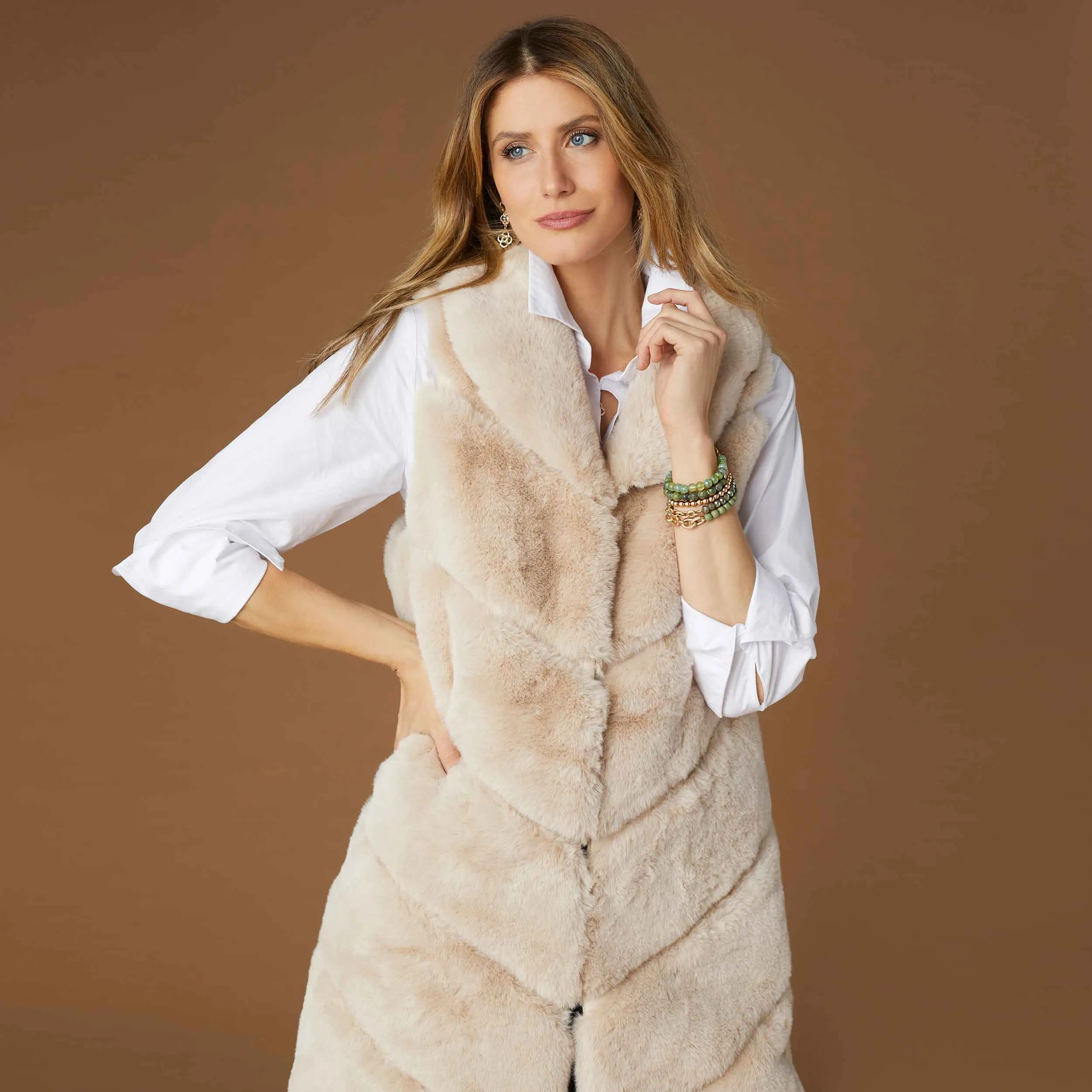 Clementine Faux Fur Vest - Turtledove