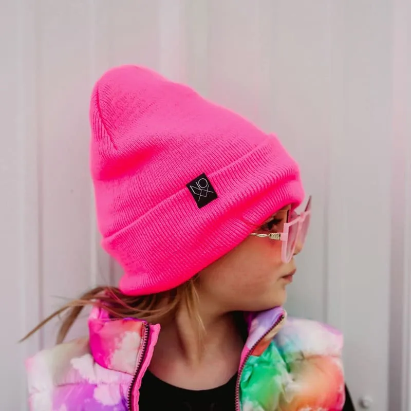 Cuff Knit Beanies: NEON PINK