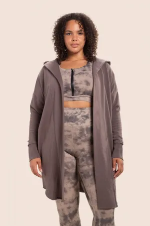 Curvy Open Front Longline Hoodie Cardigan