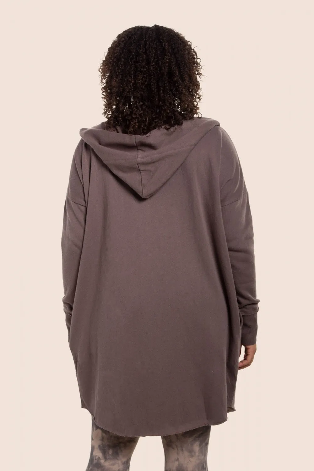 Curvy Open Front Longline Hoodie Cardigan