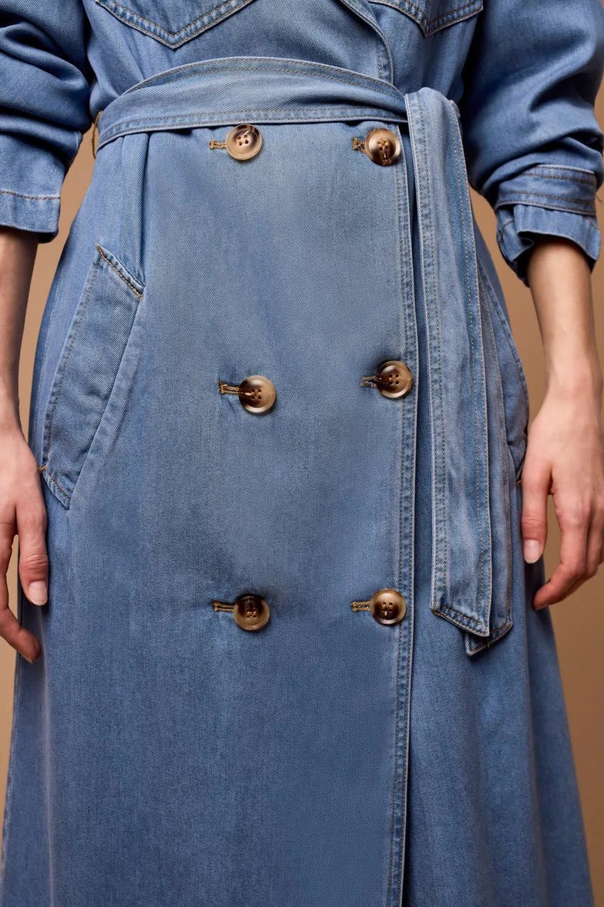 DENIM TRENCH COAT