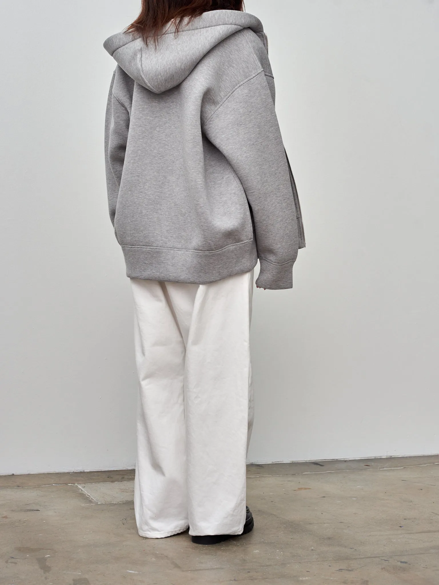 Double Facing Jersey Oversized Zip Parka - Heather Gray