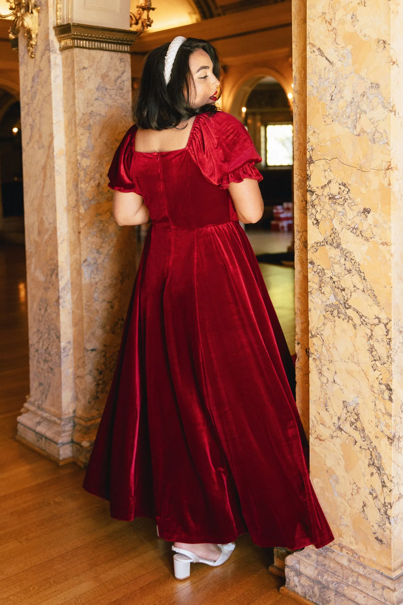 Enamored Dress in Red Velvet - FINAL SALE