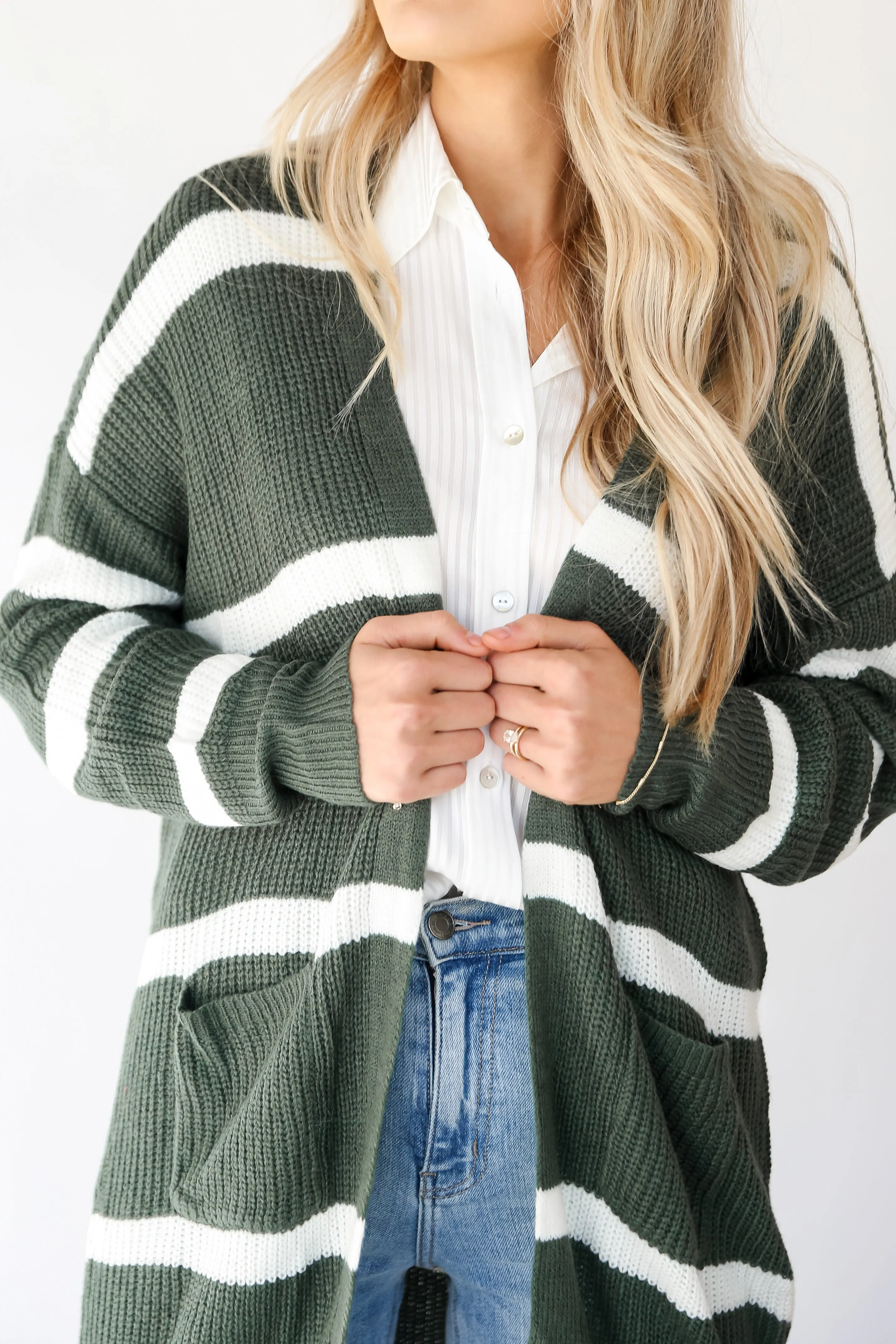 FINAL SALE - Cozy Circumstance Green Striped Longline Cardigan