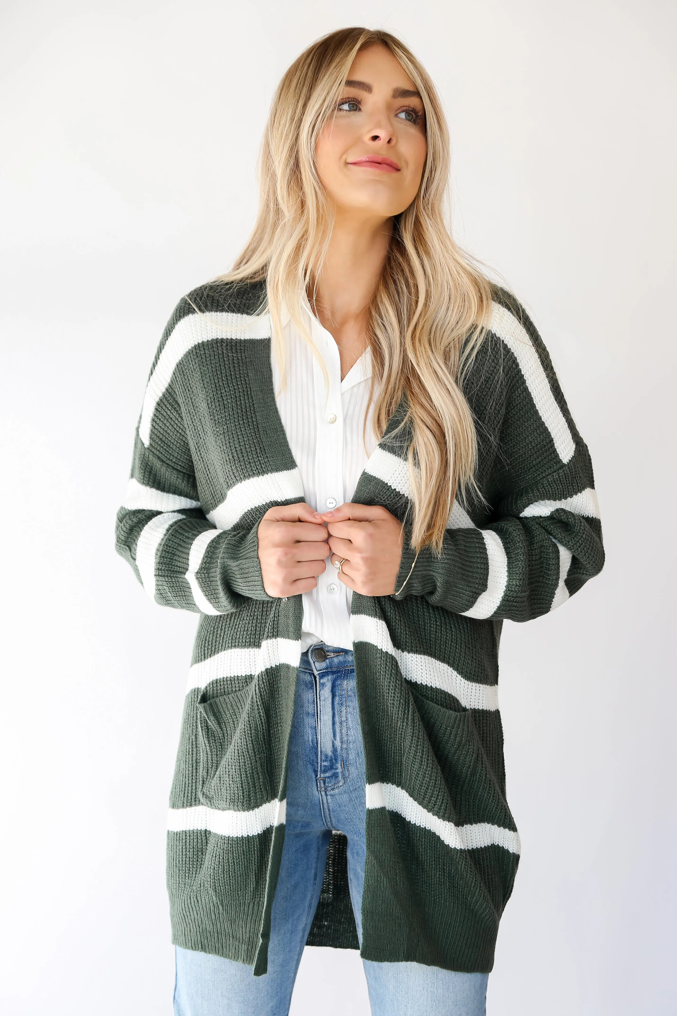 FINAL SALE - Cozy Circumstance Green Striped Longline Cardigan