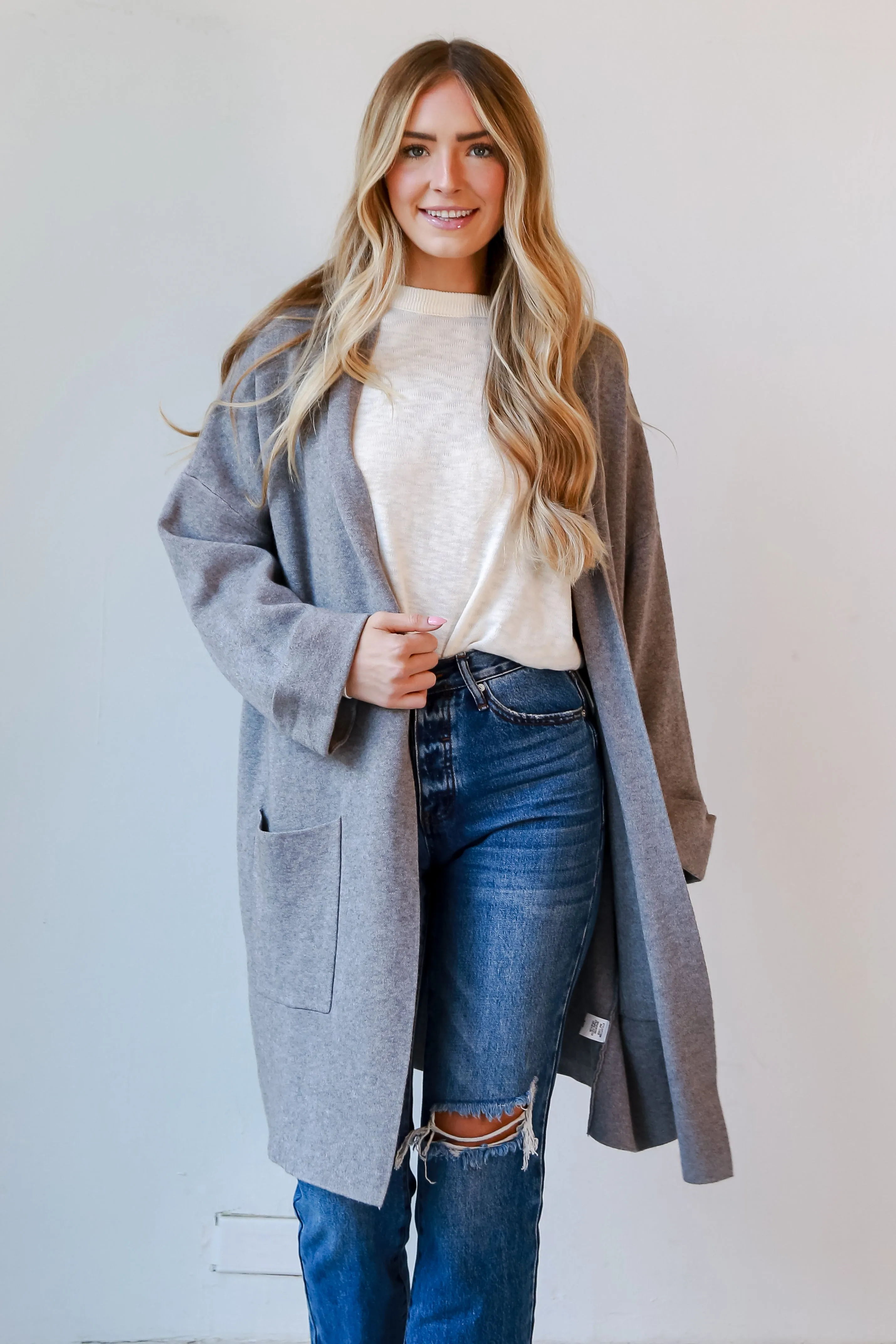 FINAL SALE - Seasonal Excellence Heather Grey Sweater Cardigan