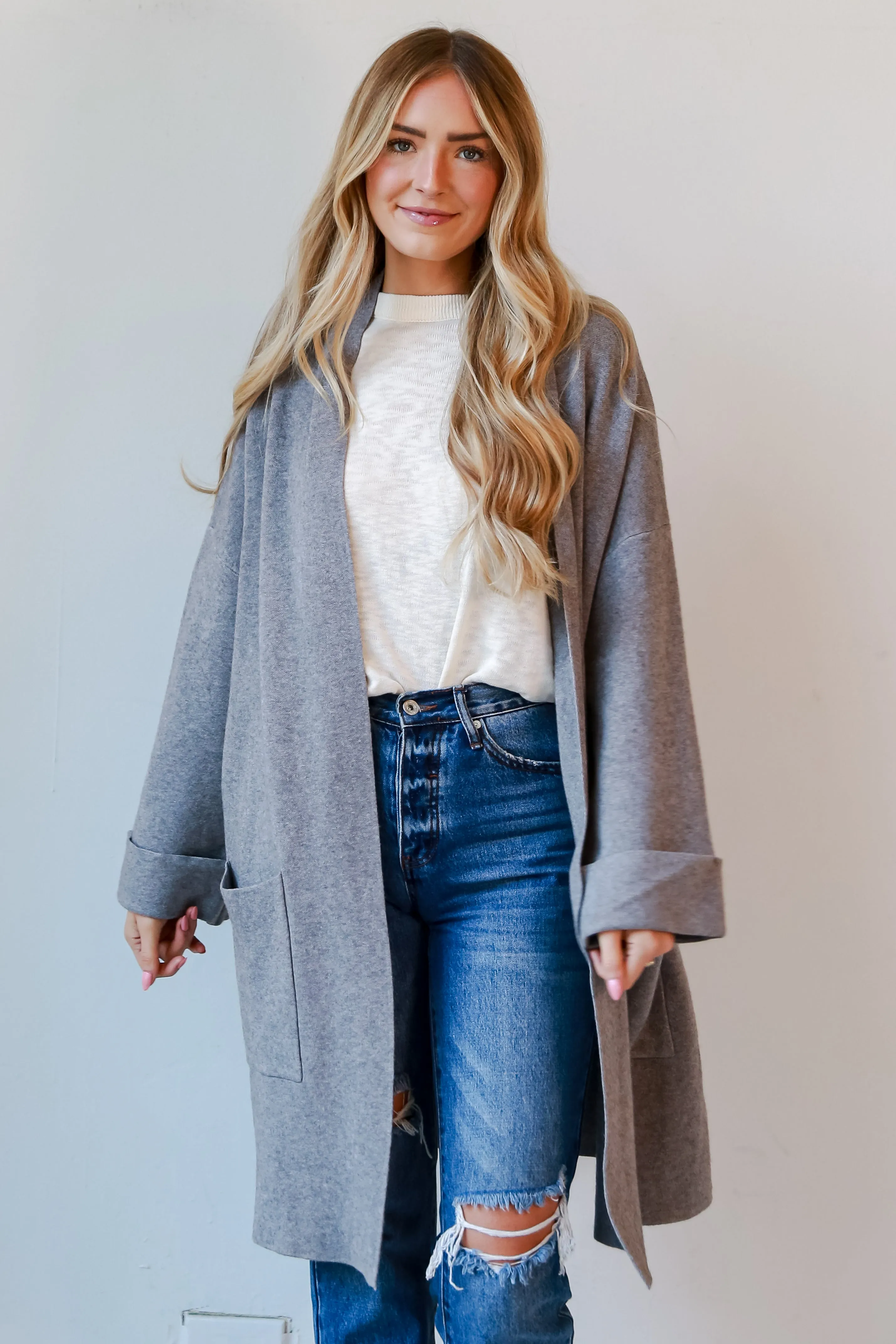 FINAL SALE - Seasonal Excellence Heather Grey Sweater Cardigan