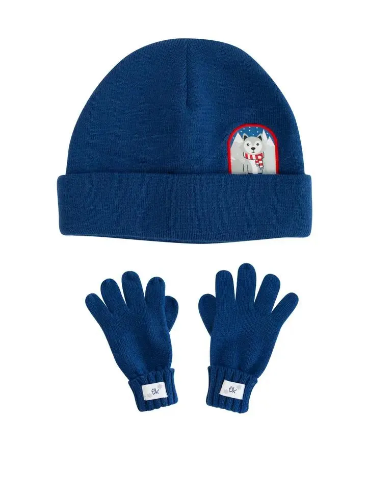 Flap Jack Kids Beanie & Gloves Set - Wolf