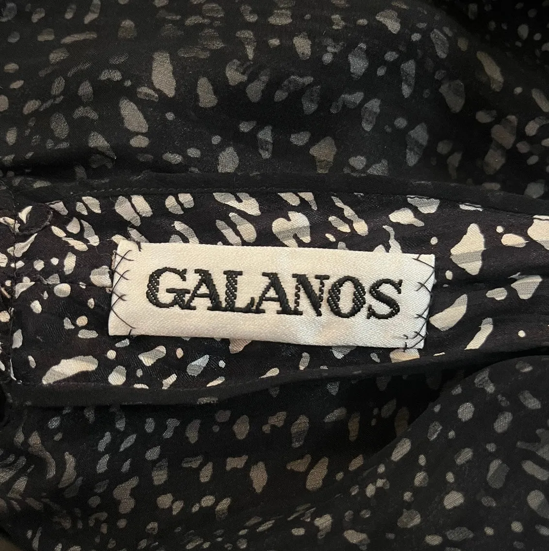 Galanos 80s Black & White Sequined Abstract Print Cocktail Dress With Embellishment