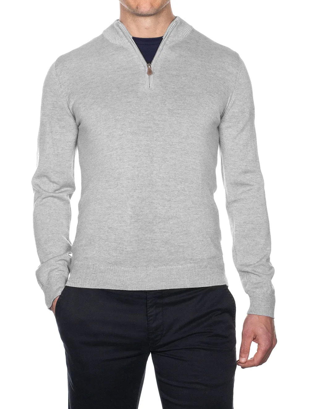 Grey Half Zip Merino Wool Jumper