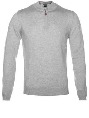 Grey Half Zip Merino Wool Jumper