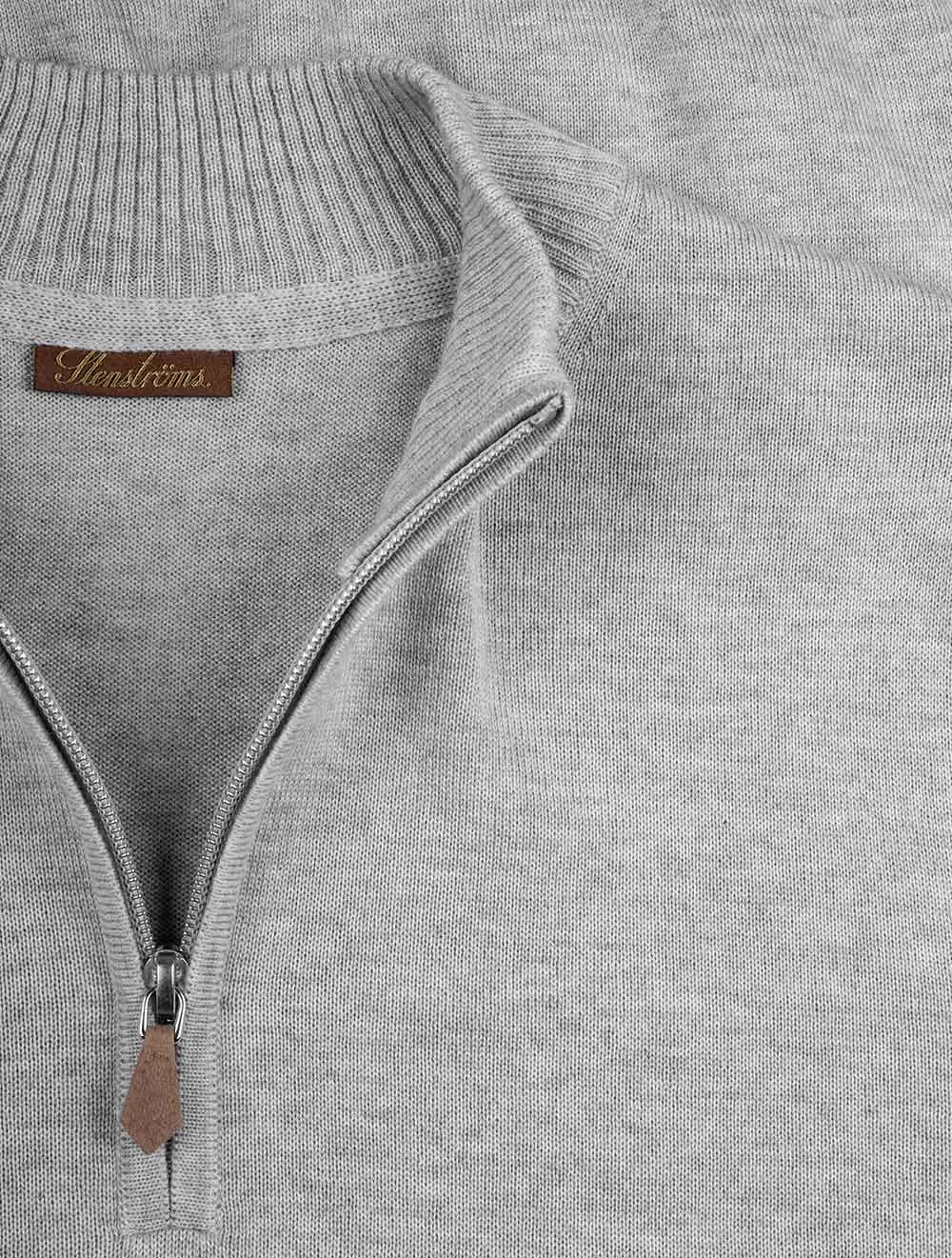 Grey Half Zip Merino Wool Jumper