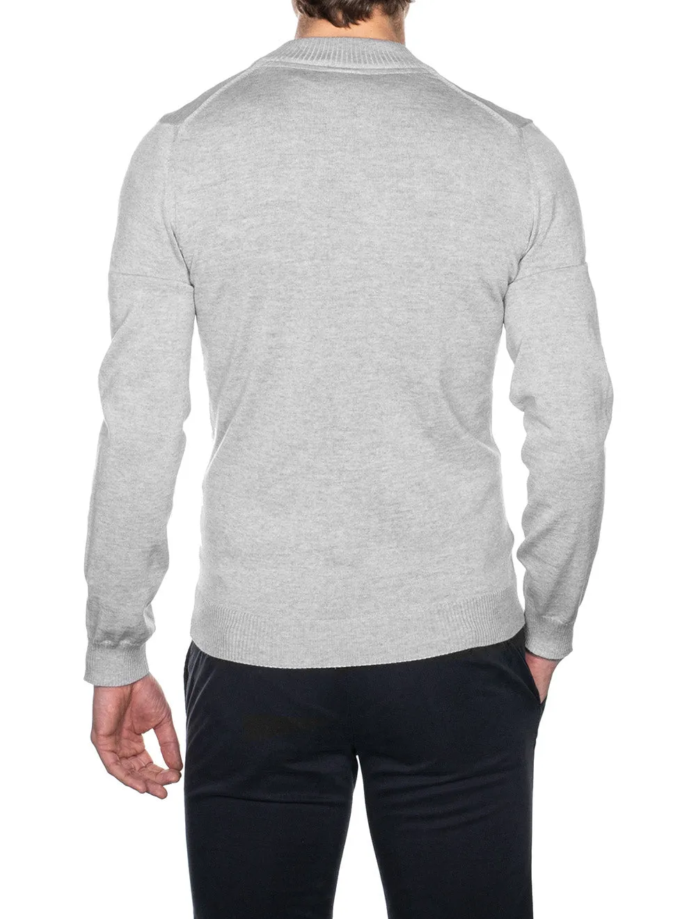 Grey Half Zip Merino Wool Jumper