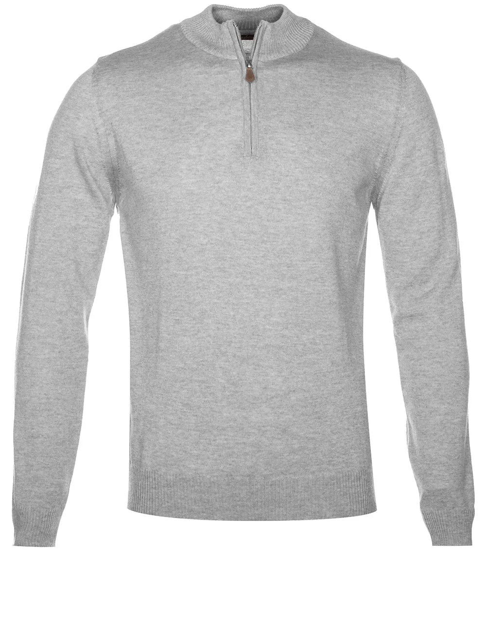 Grey Half Zip Merino Wool Jumper