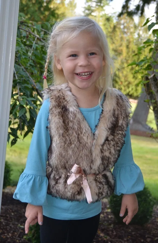 Little Girls Crystal Fox Faux Vest 1T-6