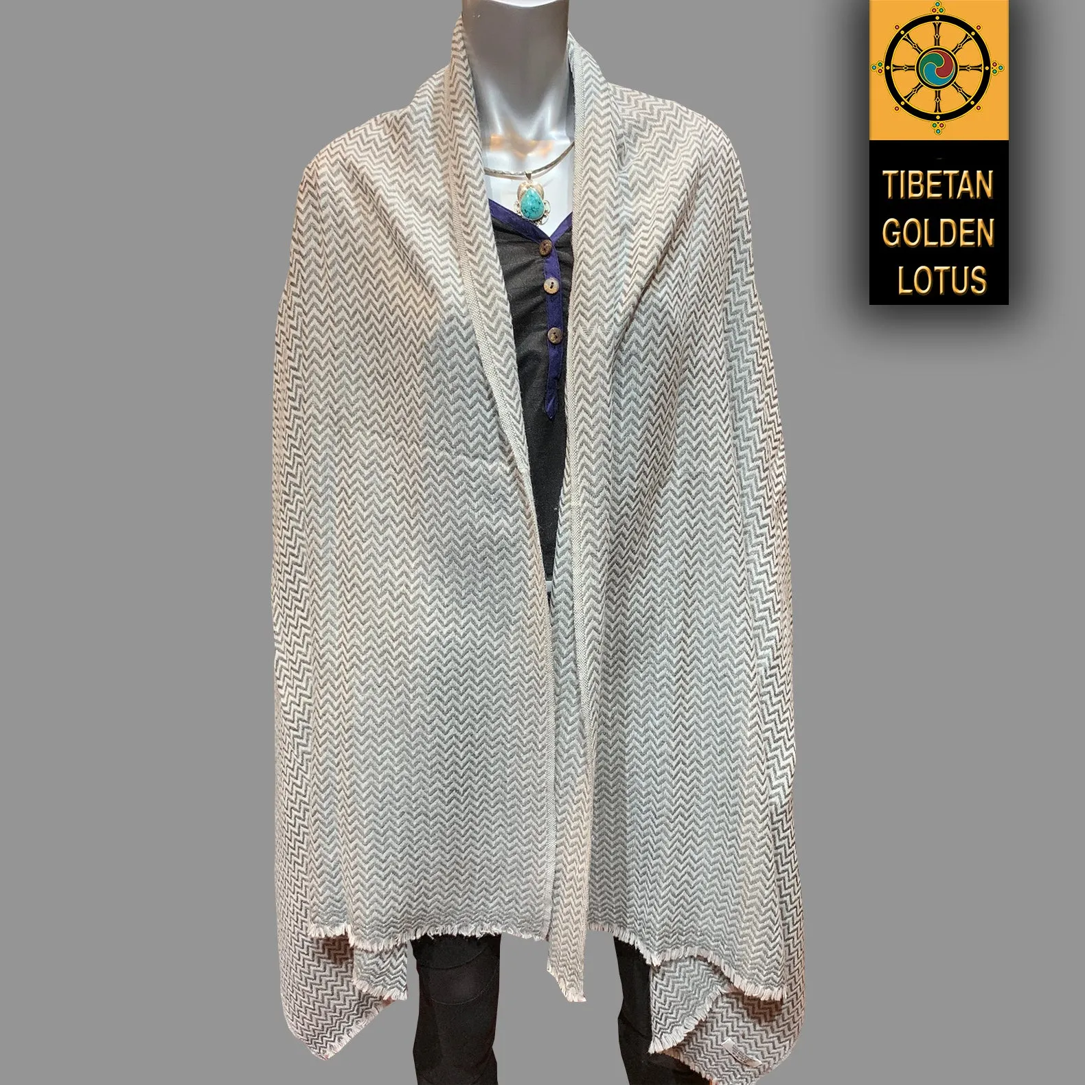 Luxurious Chevron Cashmere Shawl