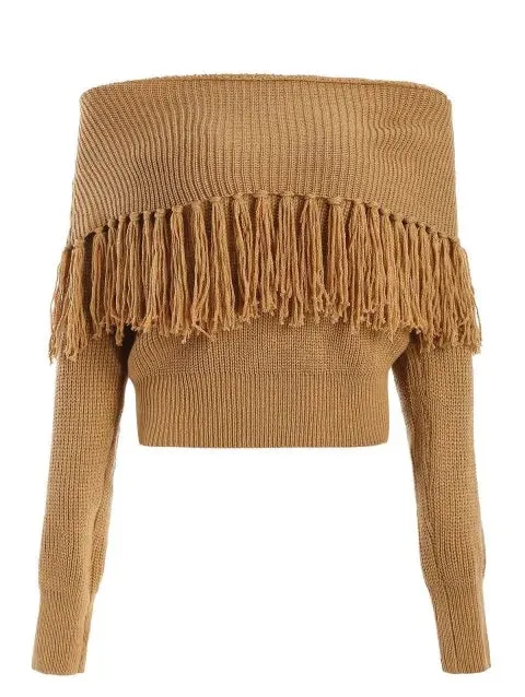 Luxurious Shoulder Tassels Chunky Sweater