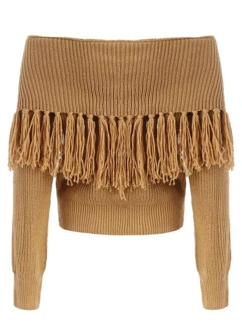 Luxurious Shoulder Tassels Chunky Sweater