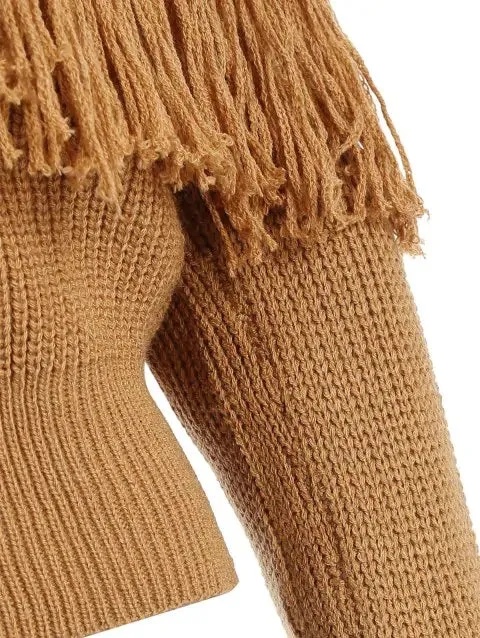 Luxurious Shoulder Tassels Chunky Sweater