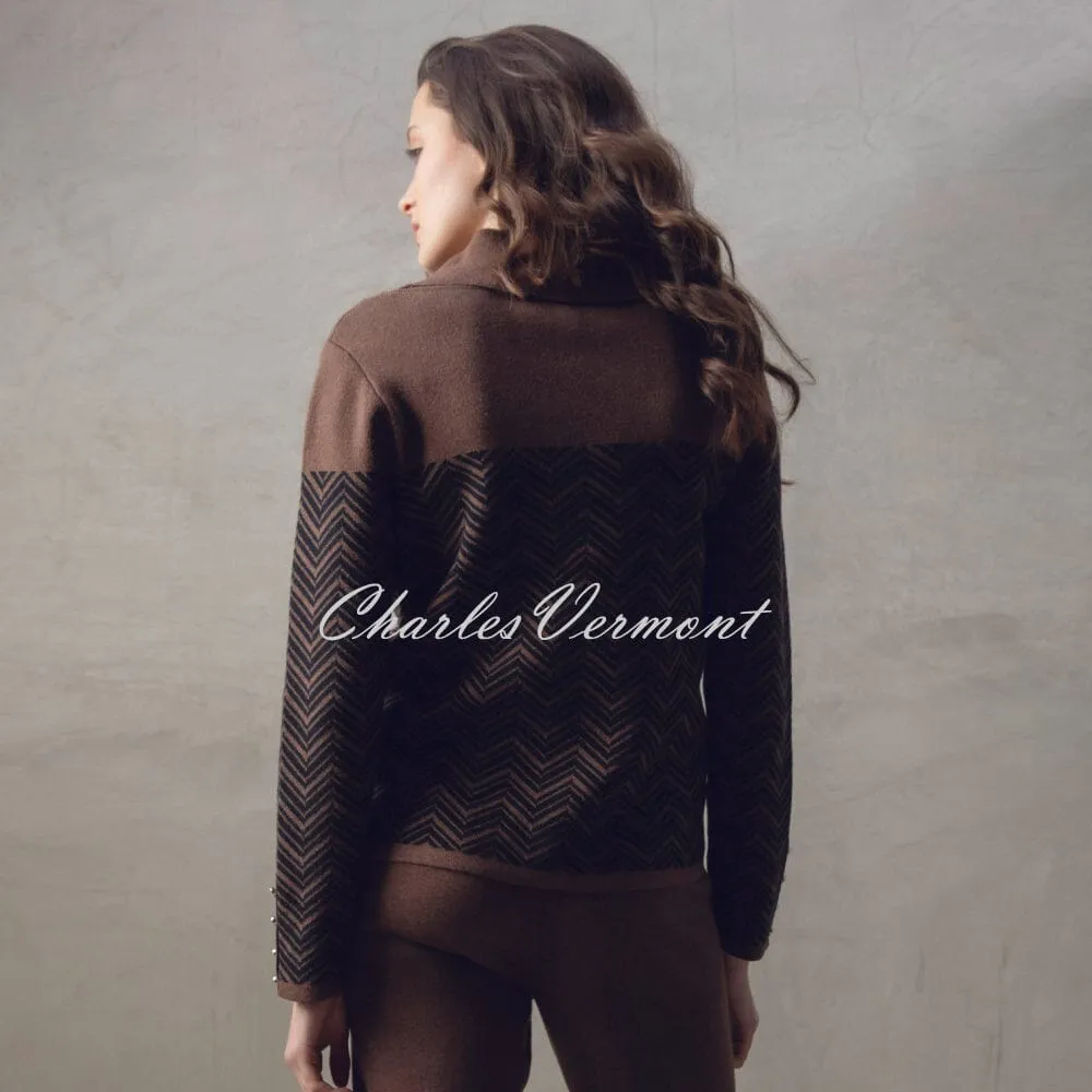 Marble Chevron Knit Sweater - Style 7560-220 (Chocolate / Black)