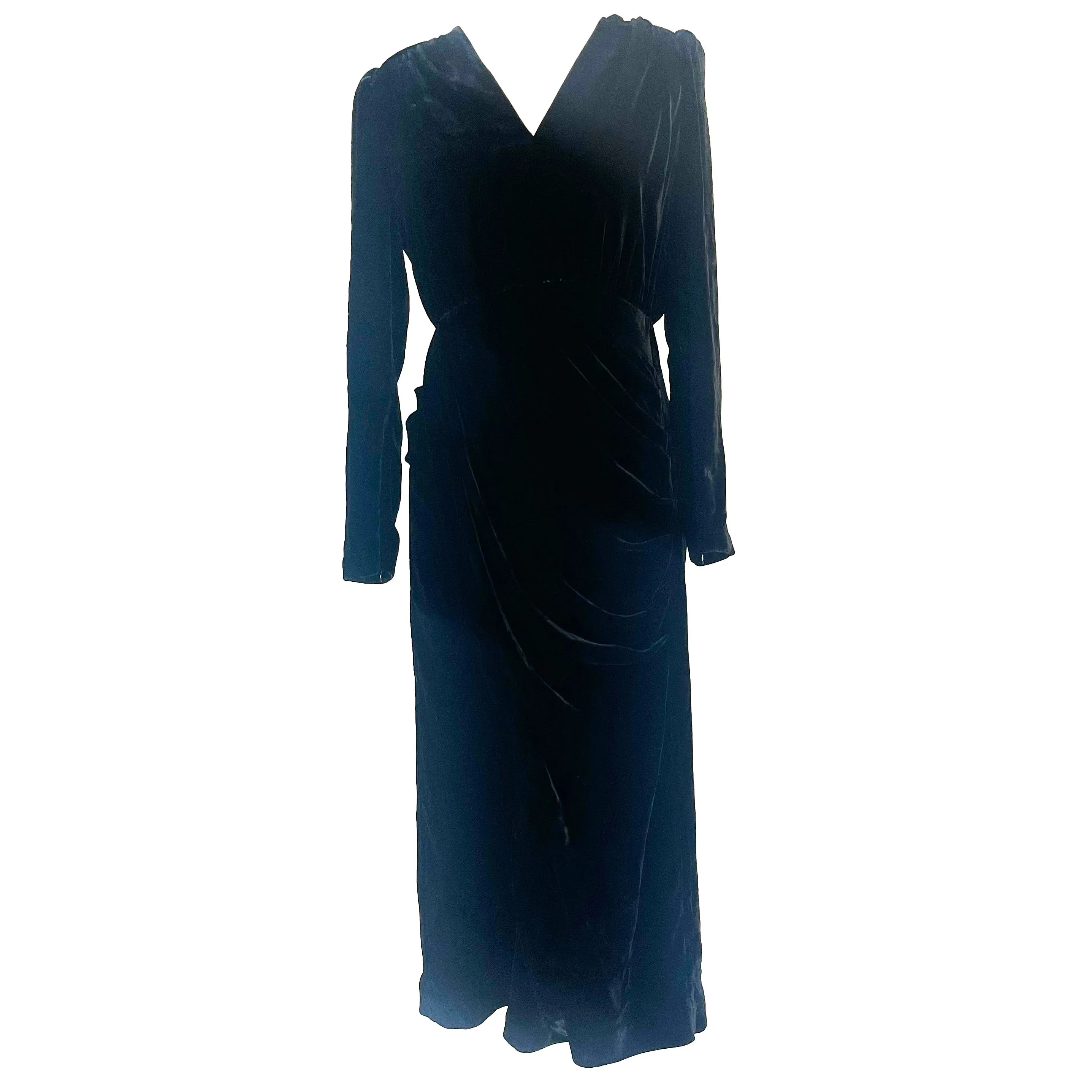 Me&Em Black Crushed Velvet Maxi Dress XS