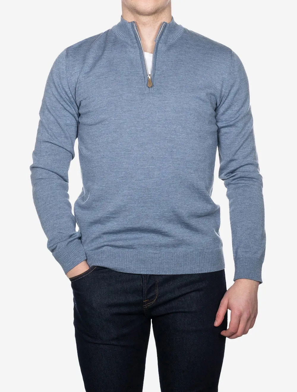 Merino Half Zip Blue