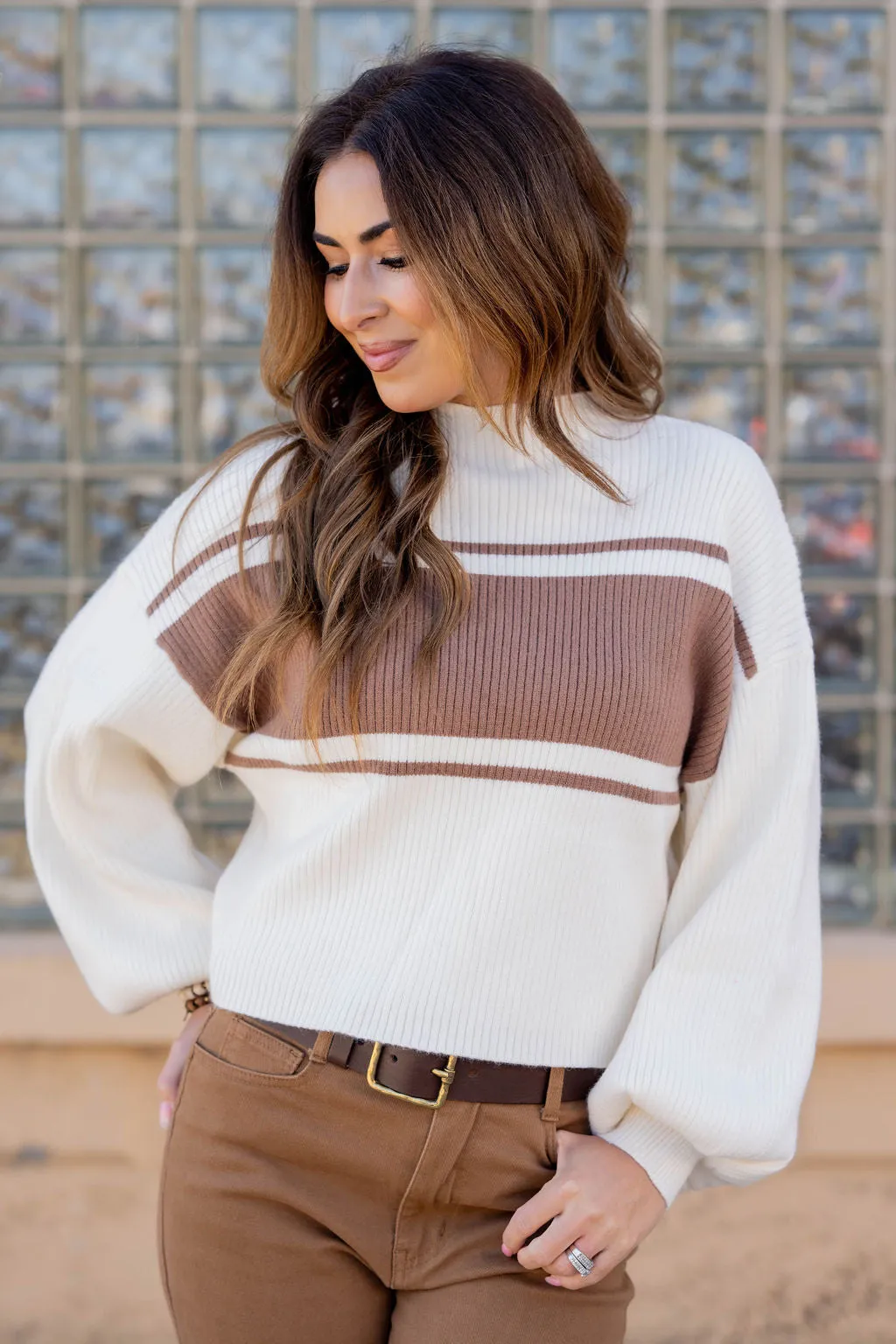 Mid Stripe Mock Neck Sweater