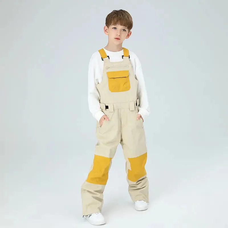 Outdoor Boys Colorblock Ski Overalls Snow Bibs Pants