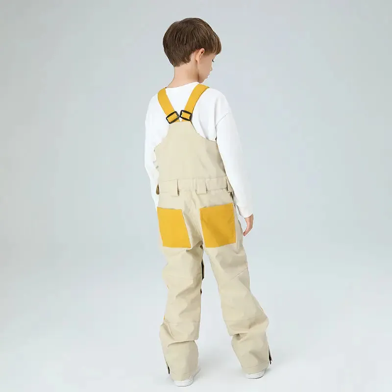 Outdoor Boys Colorblock Ski Overalls Snow Bibs Pants