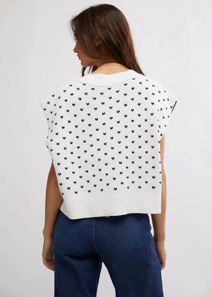 Pattern Easy Street Vest - Ivory & Black Combo