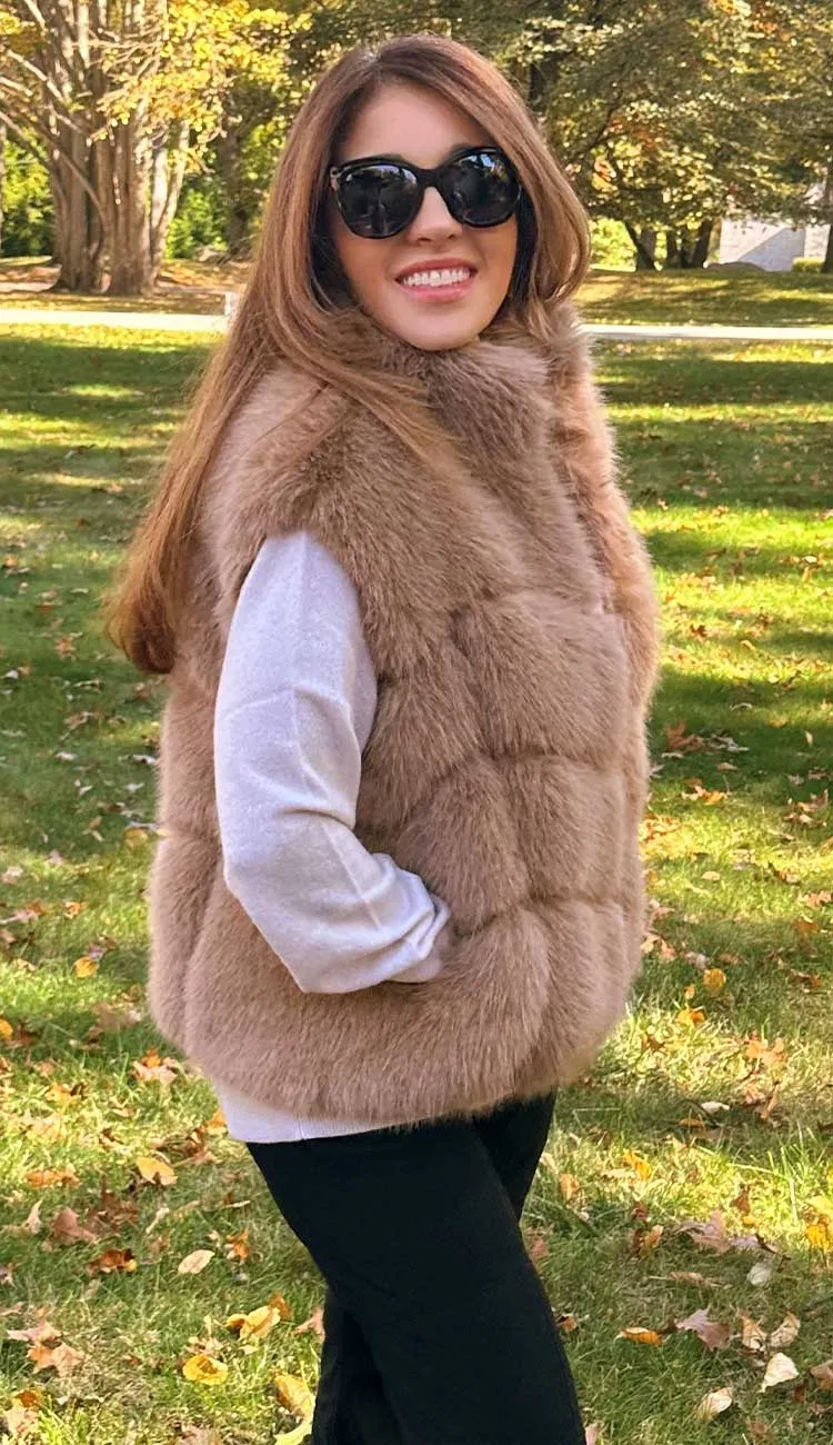 Rosario Faux Fur Vest - Toffee