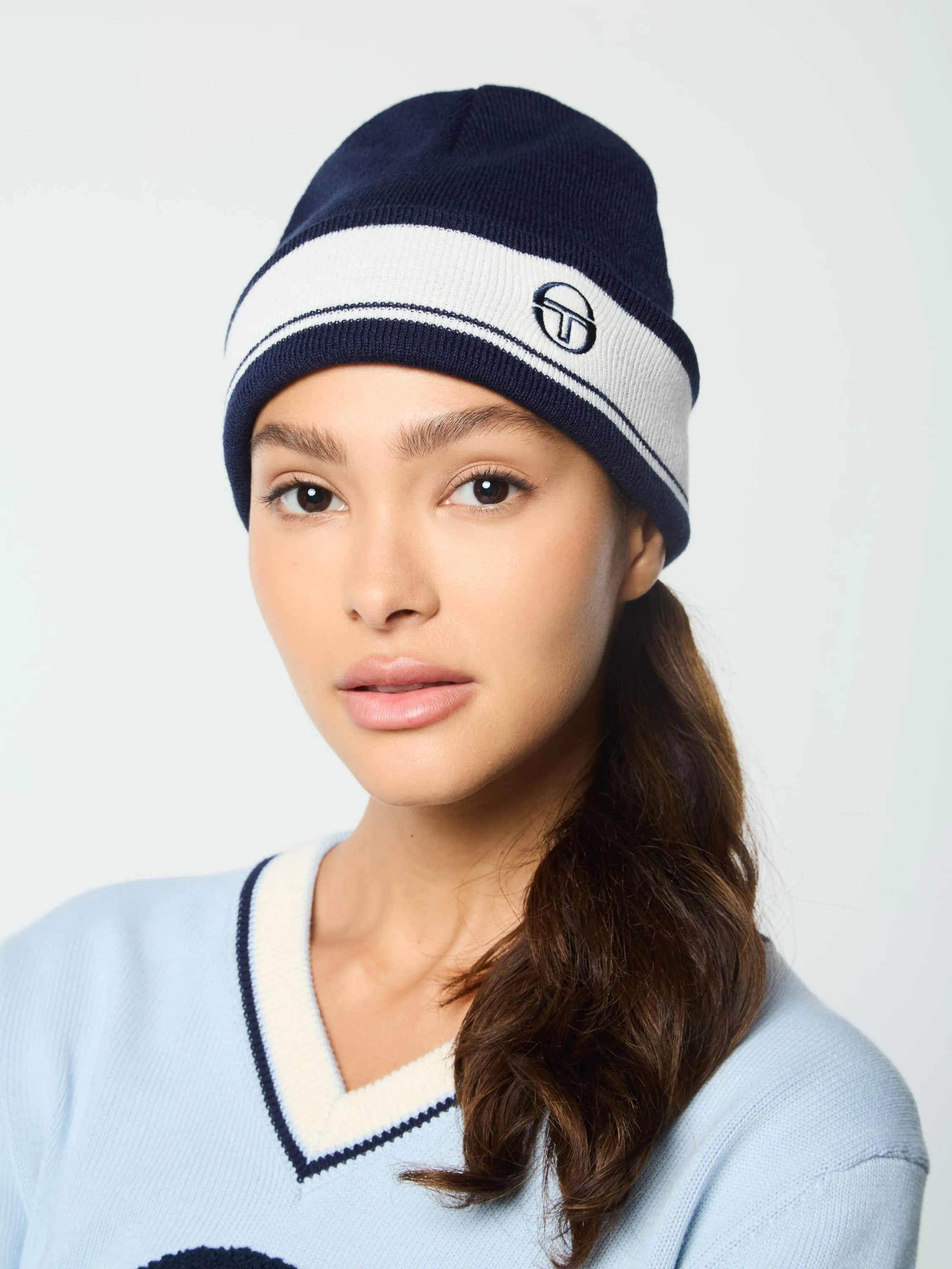 Sellarz Knit Beanie- Maritime Blue/ Gardenia