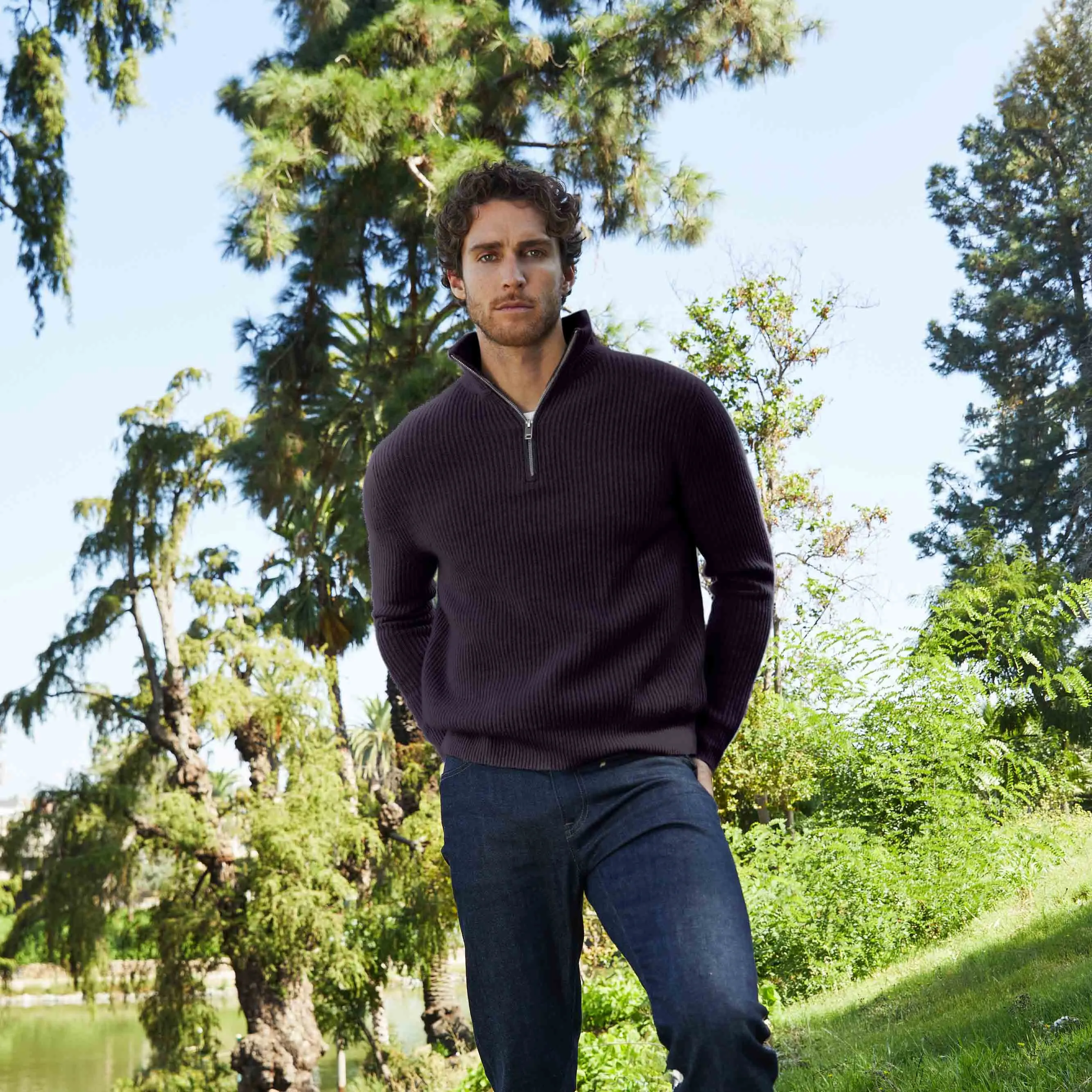 Shane Chunky Cashmere Quarter Zip Pullover