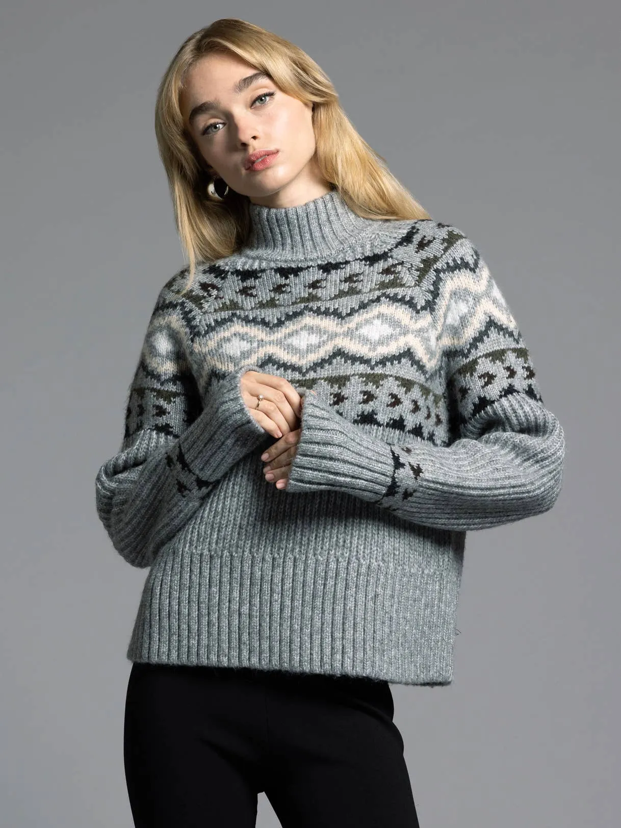 Spencer Mock Neck Grey Sweater