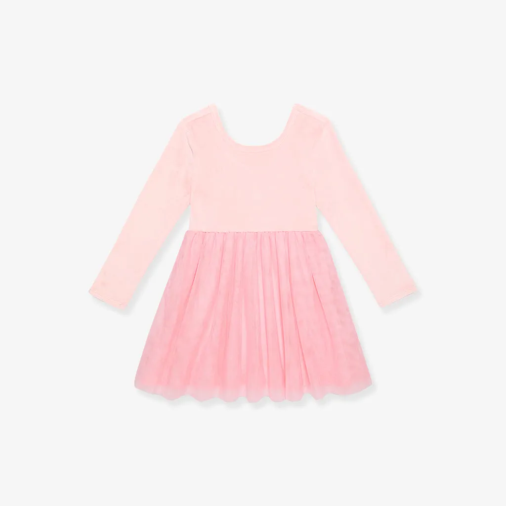 Starry Pink Velour Tulle Dress