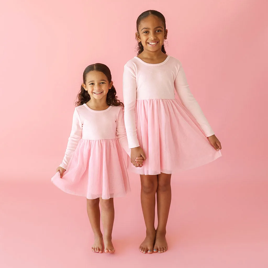 Starry Pink Velour Tulle Dress