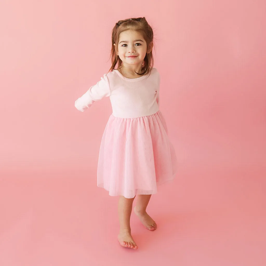 Starry Pink Velour Tulle Dress