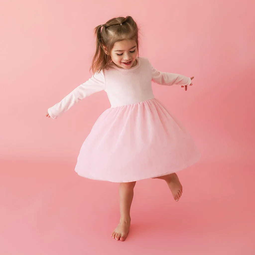 Starry Pink Velour Tulle Dress